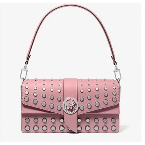 NWT MSRP$498 Michael Kors Greenwich Convertible Leather Shoulder Bag Royal Pink - Picture 1 of 11